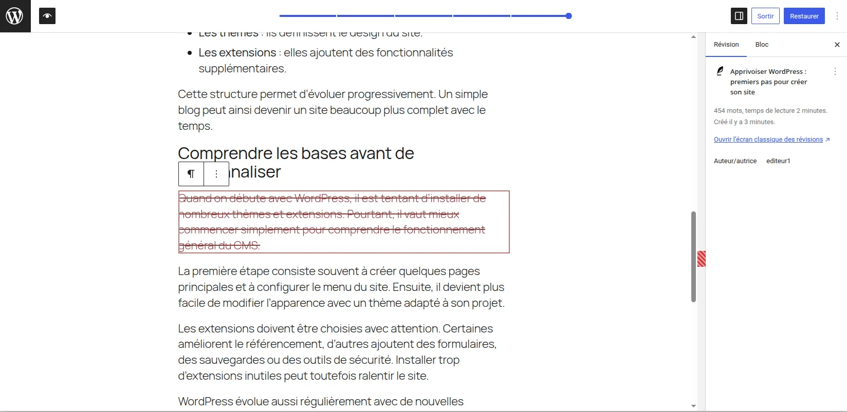Nouvelle interface de révisions visuelles
